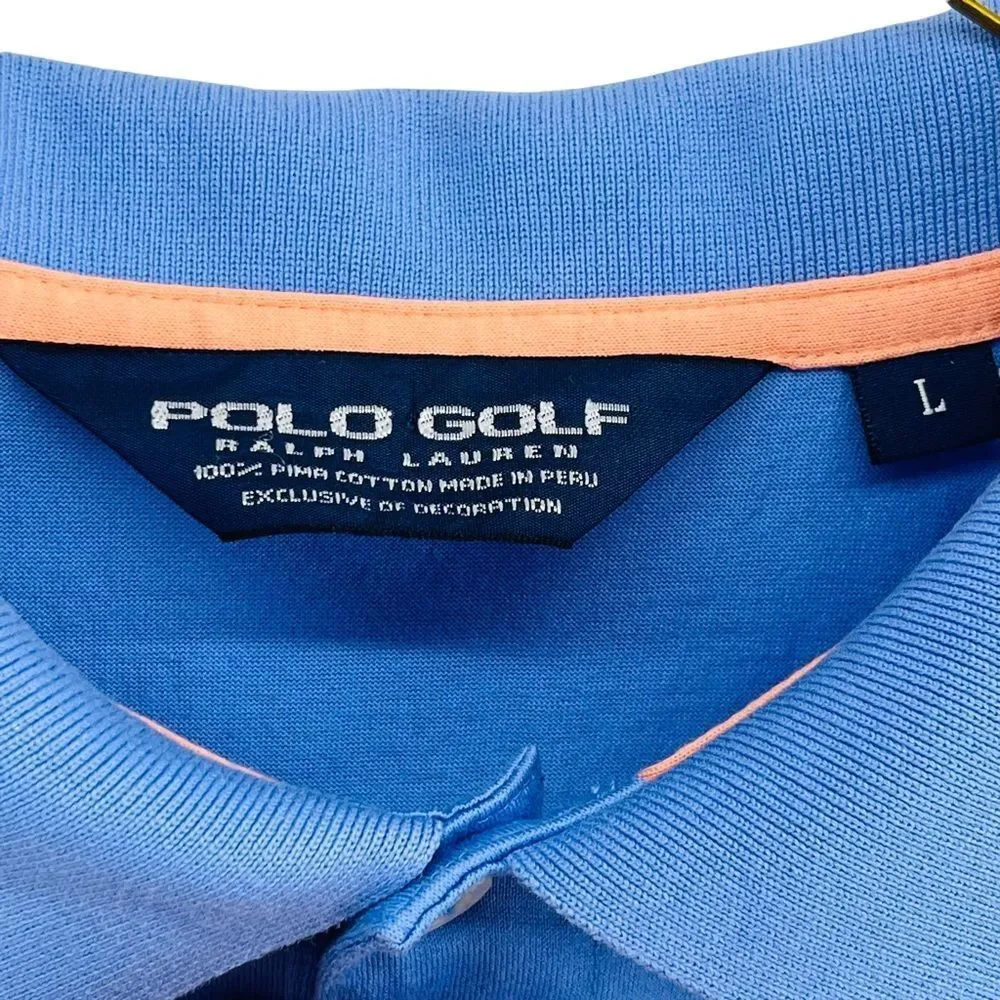 Polo Golf Ralph Lauren Polo Shirt Blue Pima Cotton U.S. Open Merion 2013 L 10222